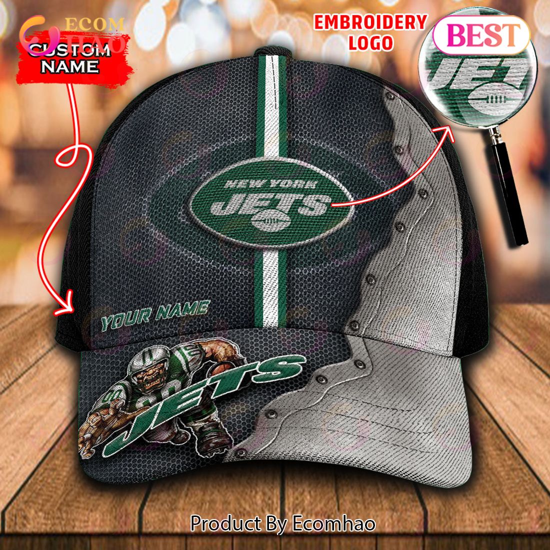 NFL New York Jets Custom Name Embroidery Cap