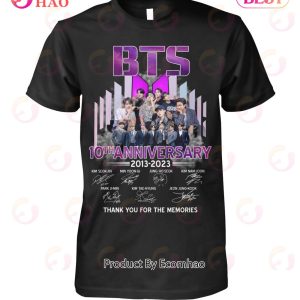 BTS 10th Anniversary 2013 – 2023 Signature Thank You For The Memories T-Shirt
