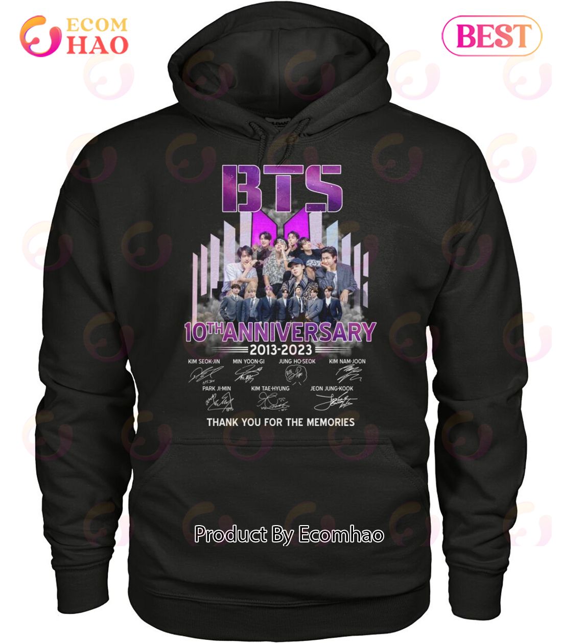 BTS 10th Anniversary 2013 – 2023 Signature Thank You For The Memories T-Shirt