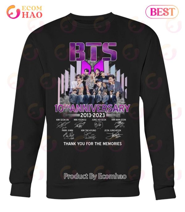 BTS 10th Anniversary 2013 – 2023 Signature Thank You For The Memories T-Shirt
