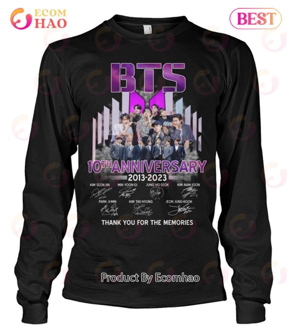 BTS 10th Anniversary 2013 – 2023 Signature Thank You For The Memories T-Shirt