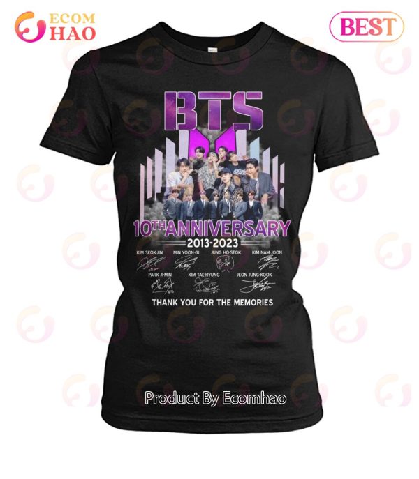 BTS 10th Anniversary 2013 – 2023 Signature Thank You For The Memories T-Shirt