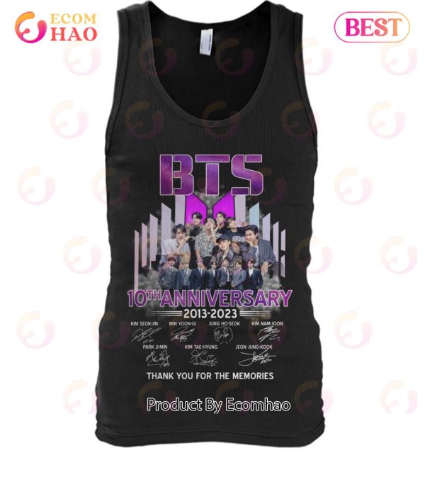 BTS 10th Anniversary 2013 – 2023 Signature Thank You For The Memories T-Shirt