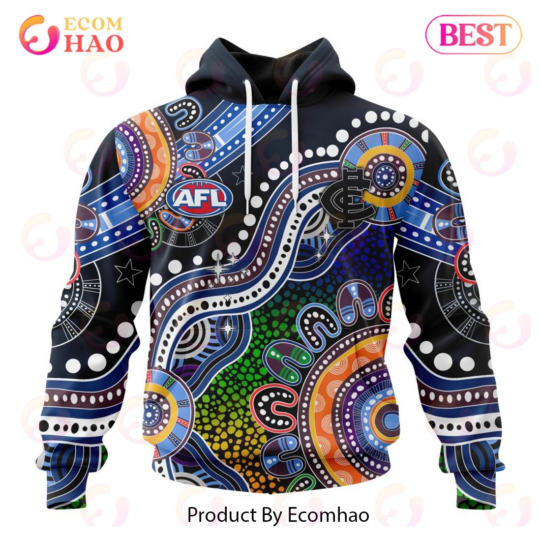 AFL Carlton Football Club Special Indigenous Design 3D Hoodie