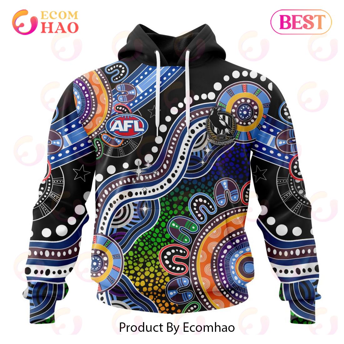 AFL Collingwood Football Club Special Indigenous Design 3D Hoodie