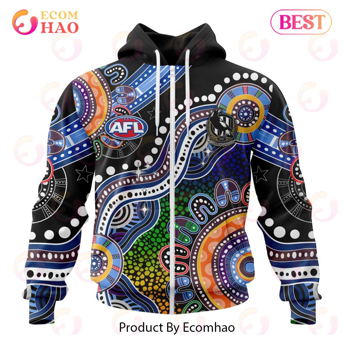 AFL Collingwood Football Club Special Indigenous Design 3D Hoodie