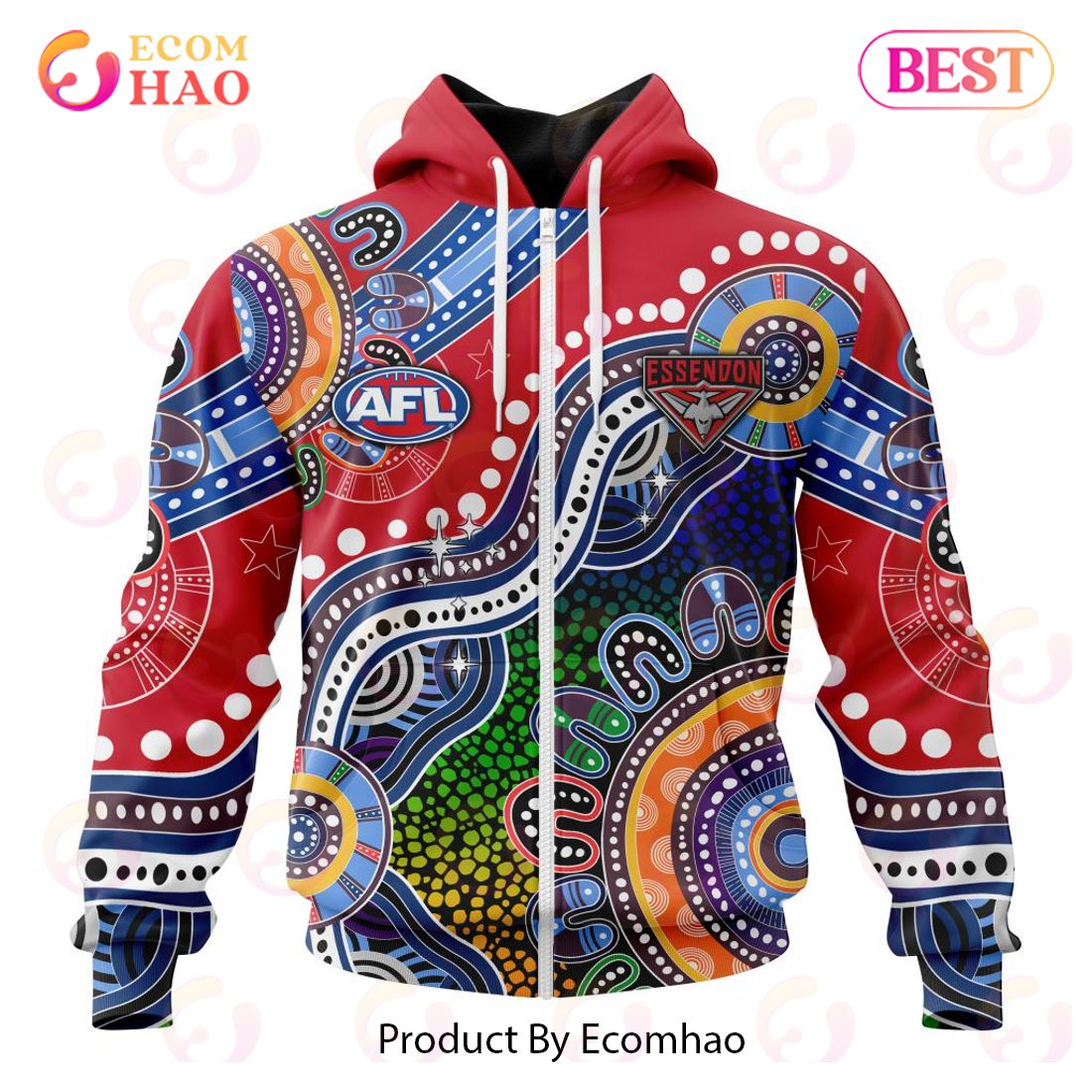 AFL Essendon Football Club Special Indigenous Design 3D Hoodie