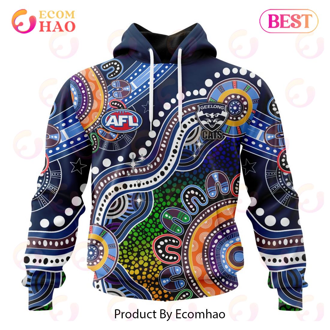 AFL Geelong Cats Special Indigenous Design 3D Hoodie