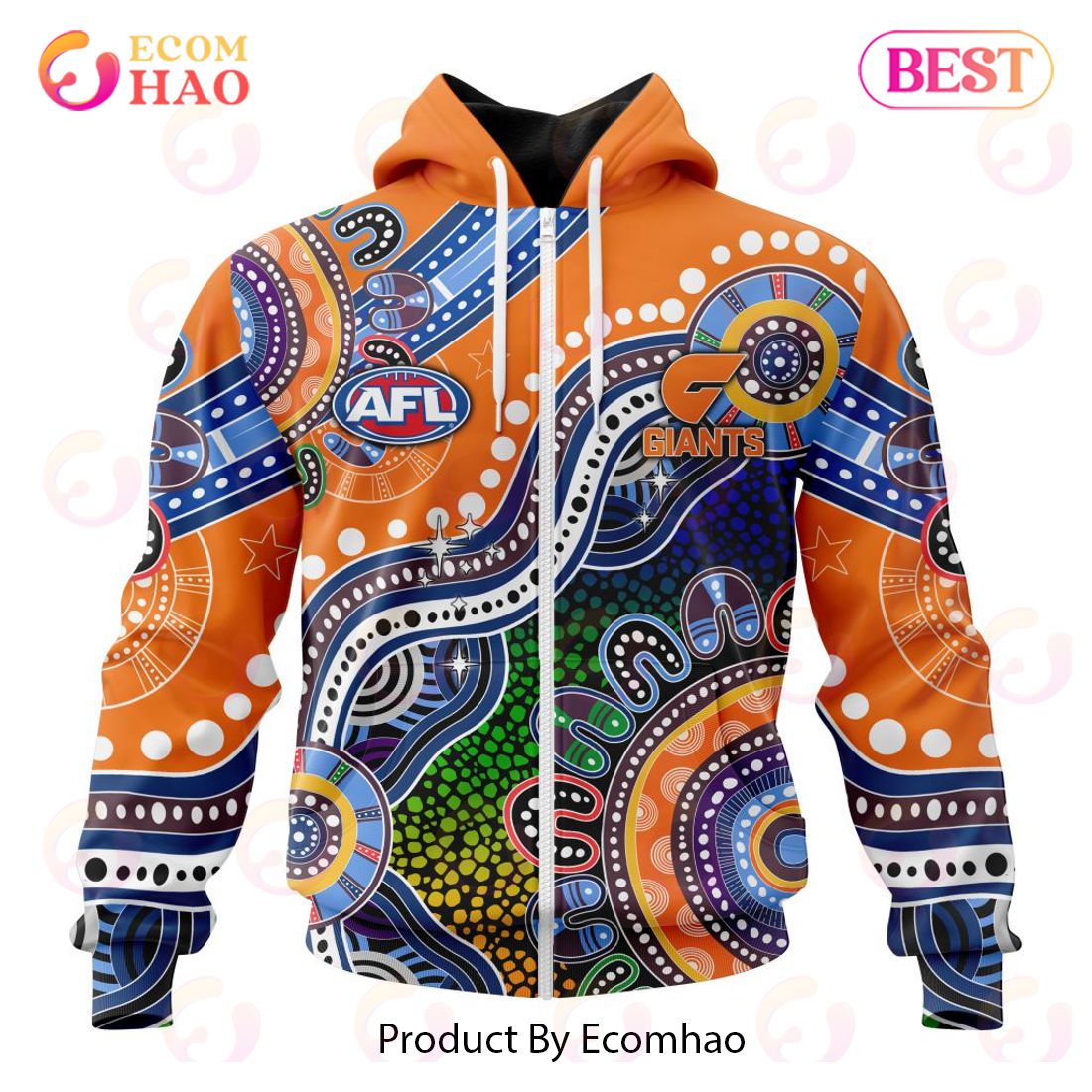 AFL Greater Western Sydney Giants Special Indigenous Design 3D Hoodie