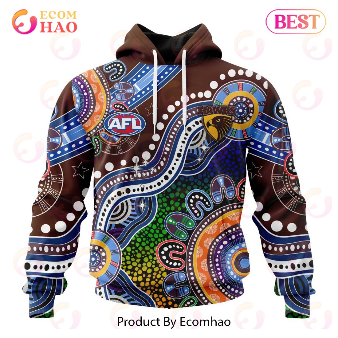 AFL Hawthorn Football Club Special Indigenous Design 3D Hoodie