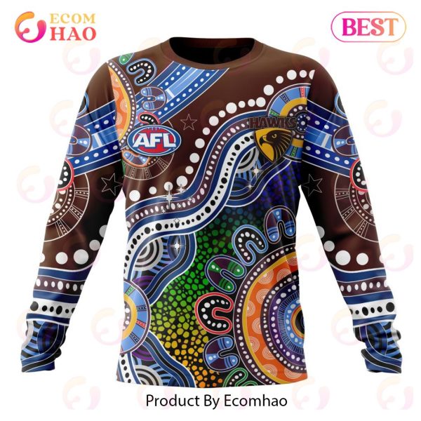 AFL Hawthorn Football Club Special Indigenous Design 3D Hoodie
