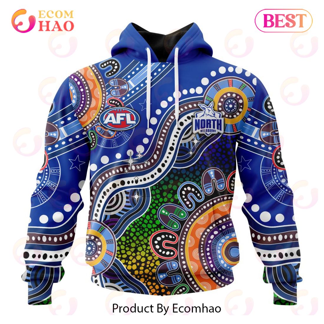 AFL North Melbourne Football Club Special Indigenous Design 3D Hoodie