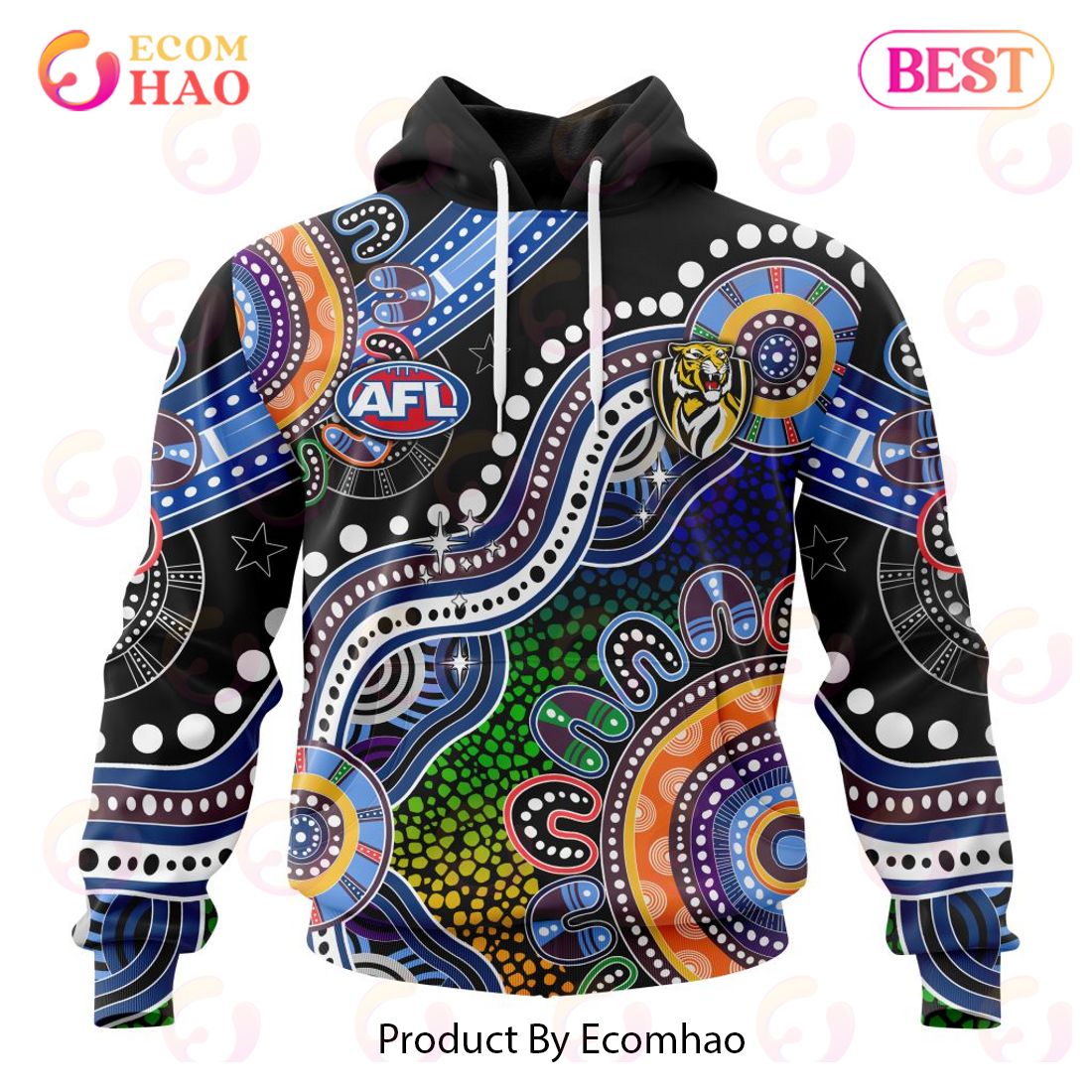 AFL Richmond Tigers Special Indigenous Design 3D Hoodie