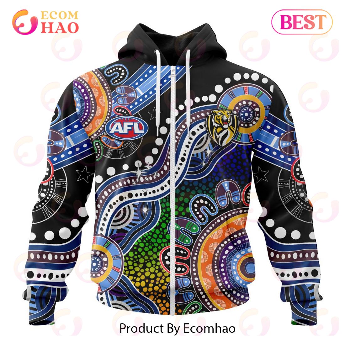 AFL Richmond Tigers Special Indigenous Design 3D Hoodie