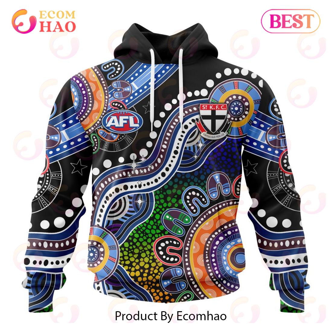 AFL St Kilda Football Club Special Indigenous Design 3D Hoodie