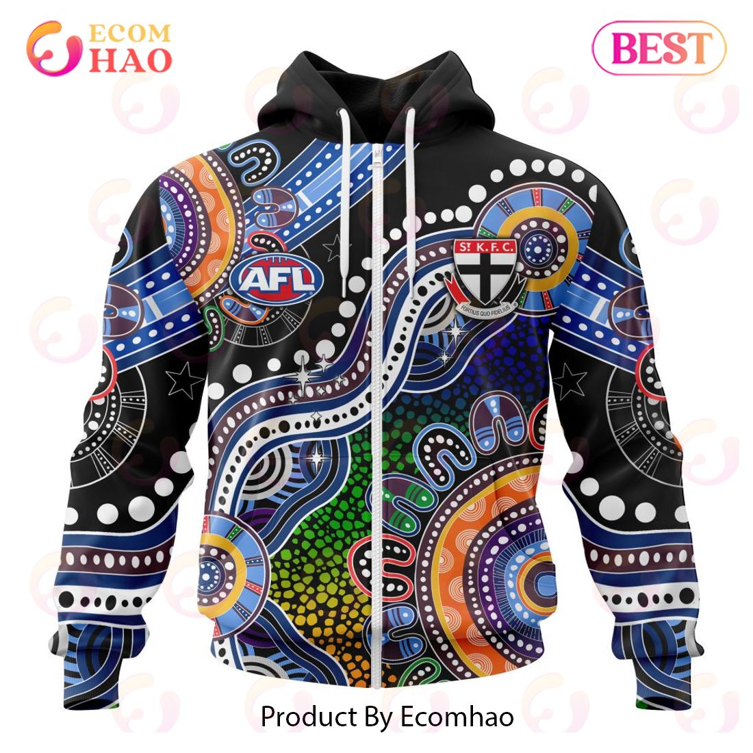 AFL St Kilda Football Club Special Indigenous Design 3D Hoodie