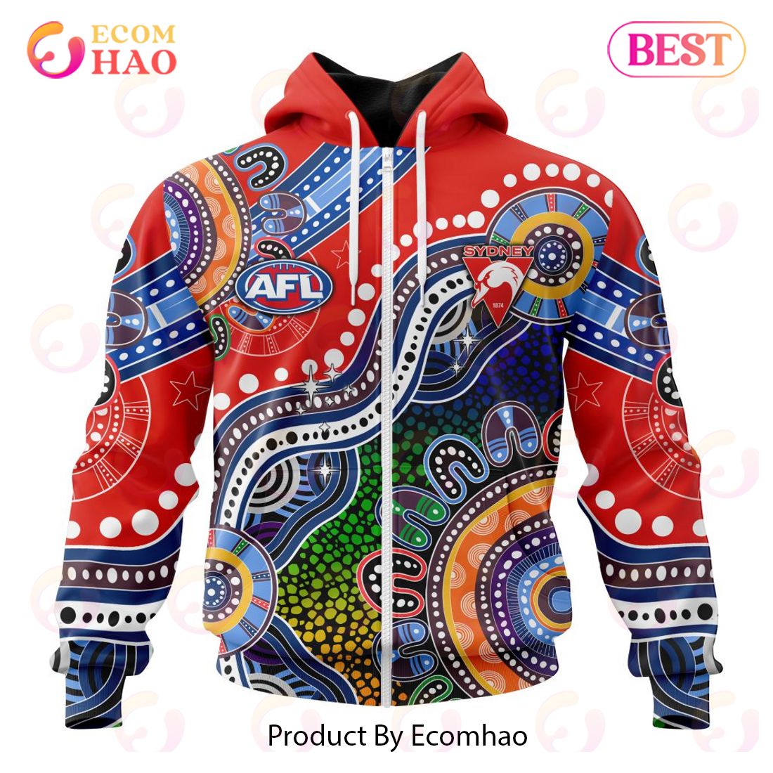 AFL Sydney Swans Special Indigenous Design 3D Hoodie