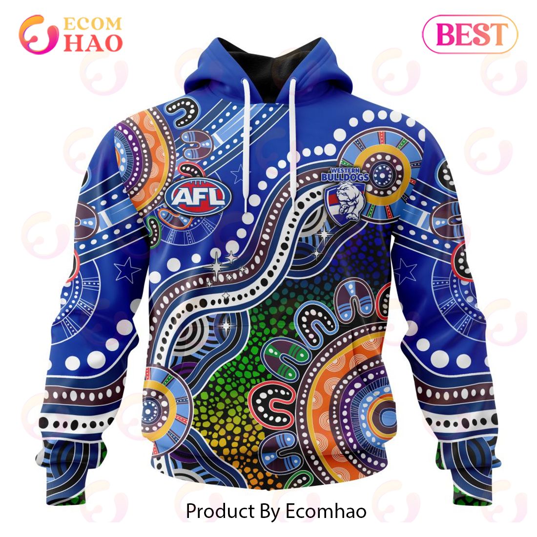 AFL Western Bulldogs Special Indigenous Design 3D Hoodie