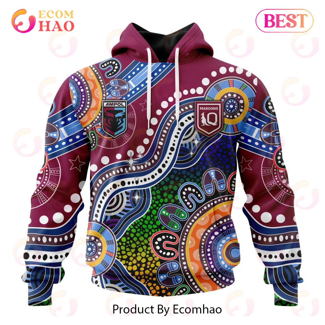 QLD Maroons Special Indigenous Design 3D Hoodie