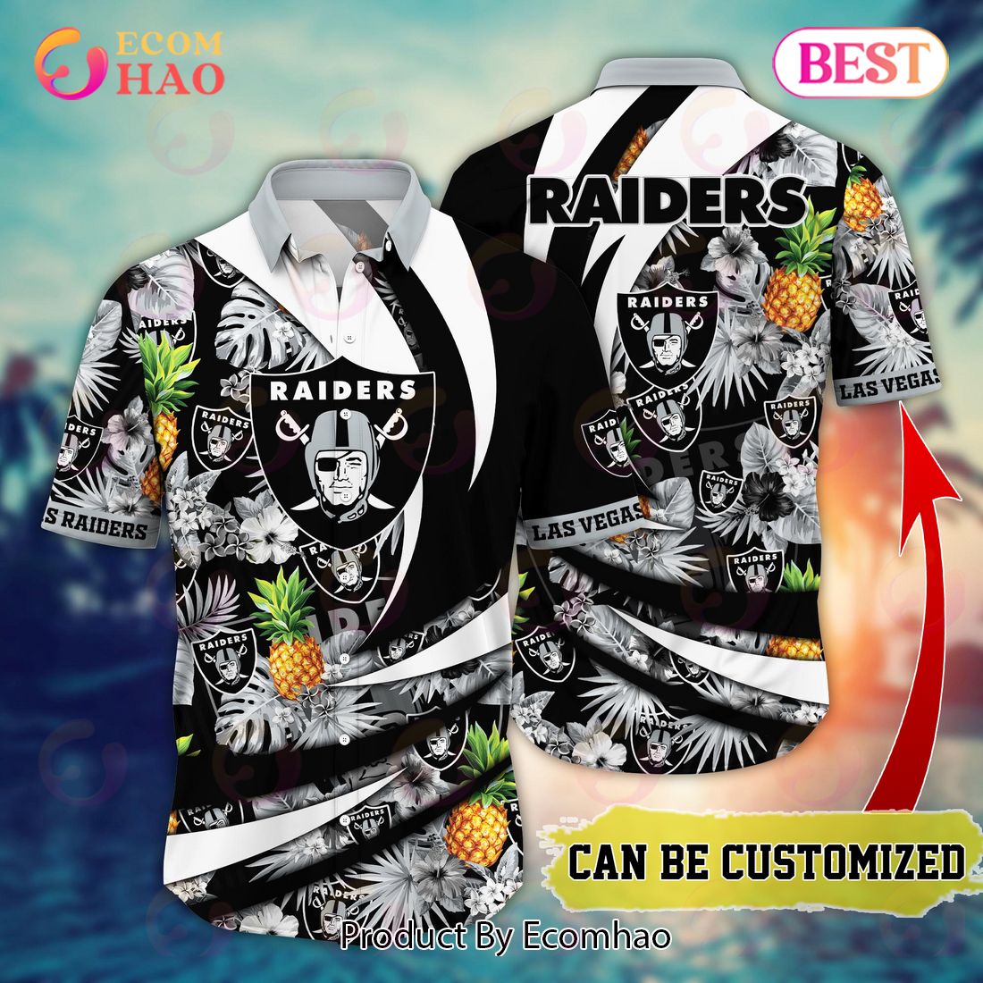 Las Vegas Raiders Custom Name NFL Hawaiian Shirt And Shorts Gift For Men  And Women Fans - Banantees