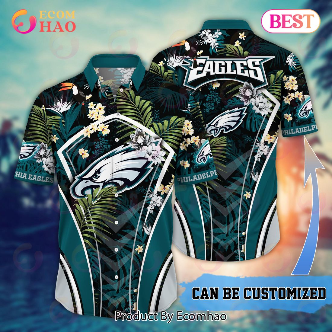 BEST NFL Philadelphia Eagles Hawaiian Shirt Graphic American Flag Print  This Summer Gift For Fans Hot