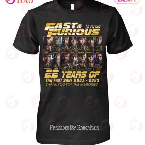 Fast & Furious 10 Films 22 Years Of The Fast Saga 2001 – 2023 Thank You For The Memories T-Shirt