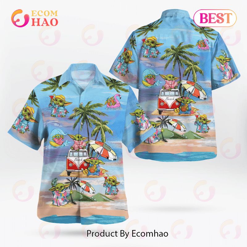 Baby Yoda Summer Time Hawaiian Shirt Blue