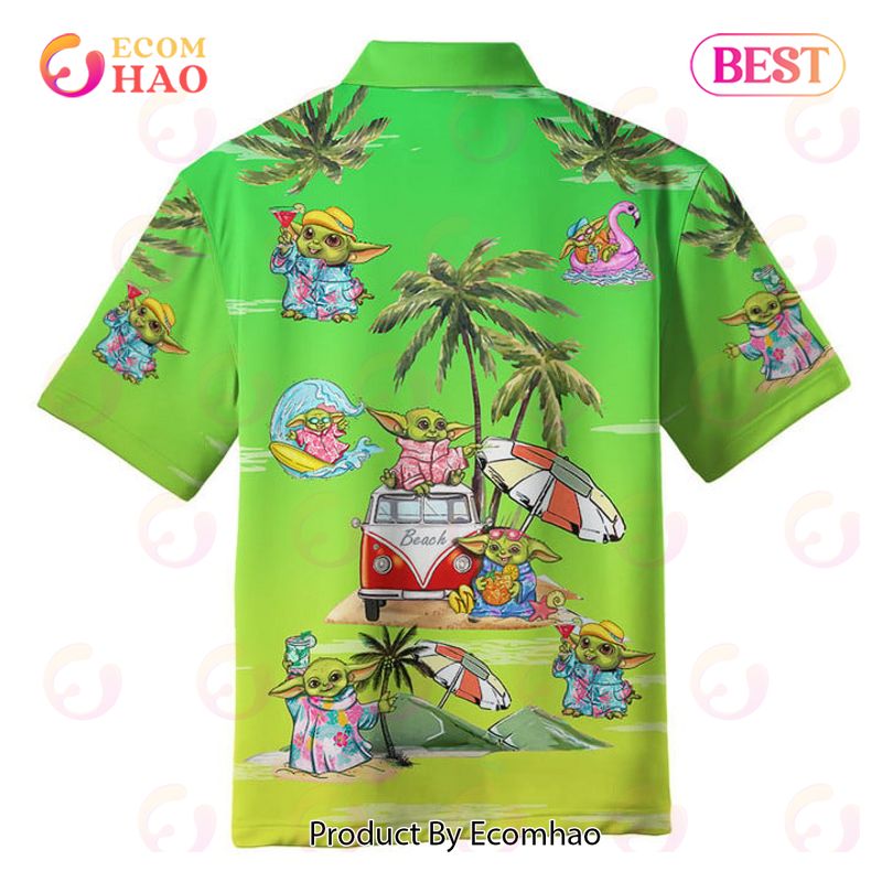 Baby Yoda Summer Time Hawaiian Shirt Green