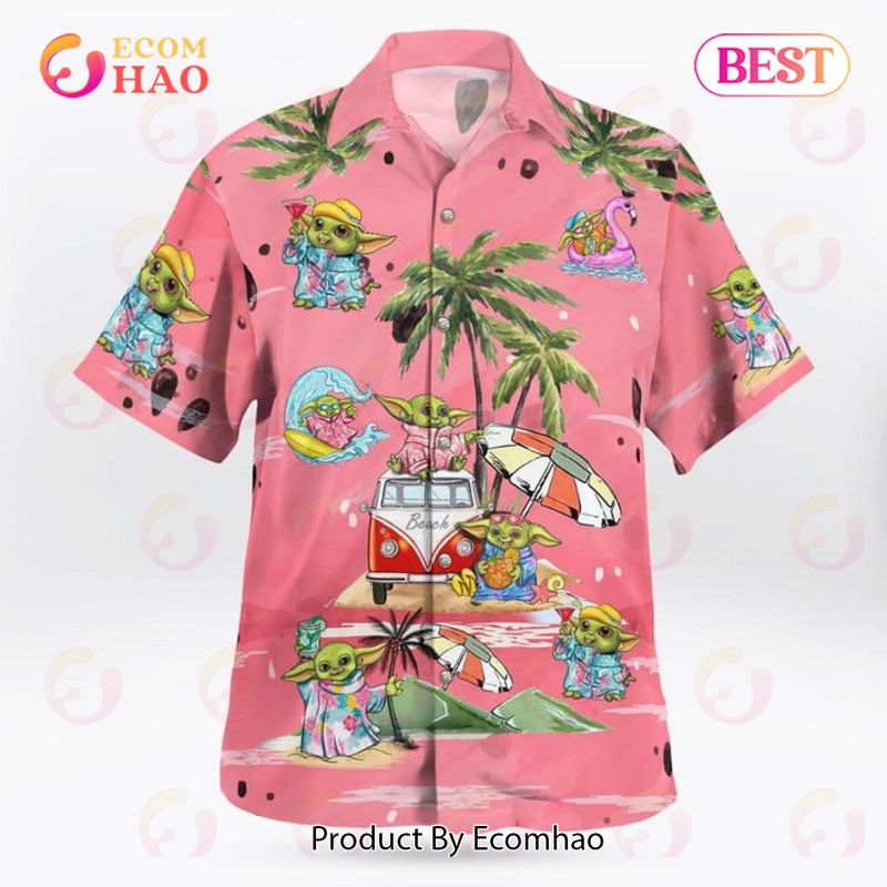 Baby Yoda Summer Time Hawaiian Shirt Pink