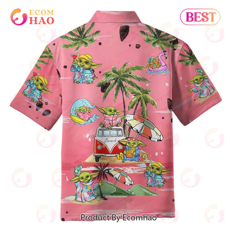 Baby Yoda Summer Time Hawaiian Shirt Pink