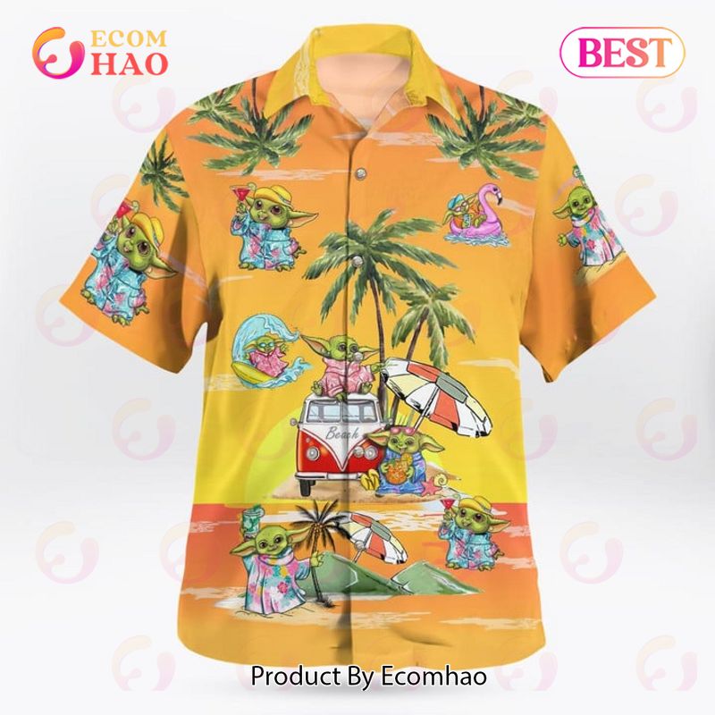 Baby Yoda Summer Time Hawaiian Shirt Sunset Yellow