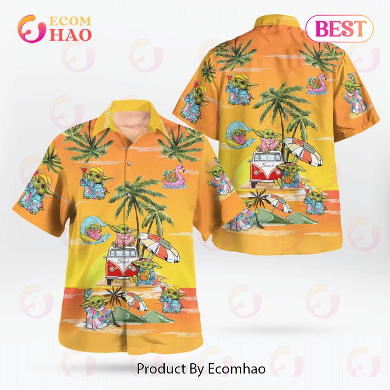 Baby Yoda Summer Time Hawaiian Shirt Sunset Yellow