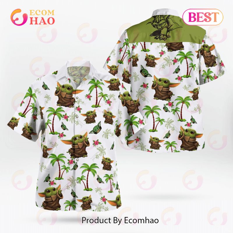 Baby Yoda Tropical Pattern Hawaiian Shirt