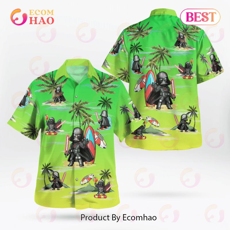 Darth Vader Summer Time Hawaiian Shirt Sunset Green