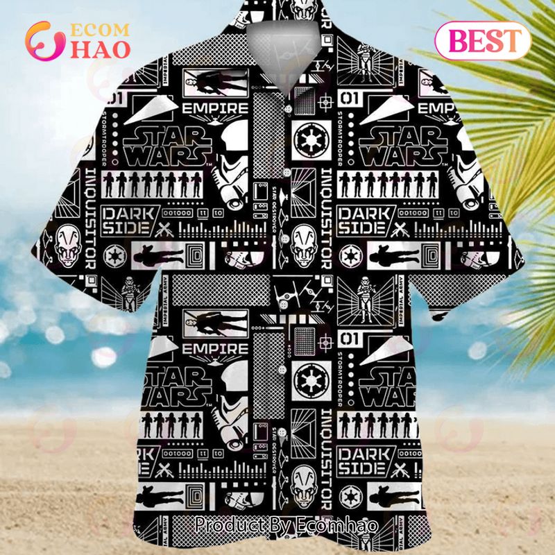 Star Wars Character Black And White Pattern Hawaiian Shirt