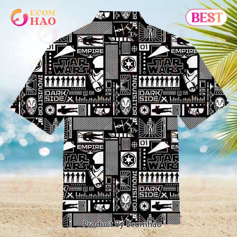 Star Wars Character Black And White Pattern Hawaiian Shirt