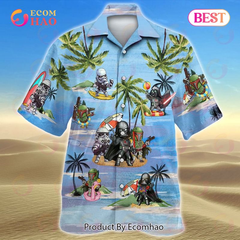 Vader Boba Fett Trooper Summer Time Hawaiian Shirt Blue