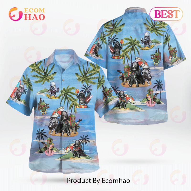 Vader Boba Fett Trooper Summer Time Hawaiian Shirt Blue