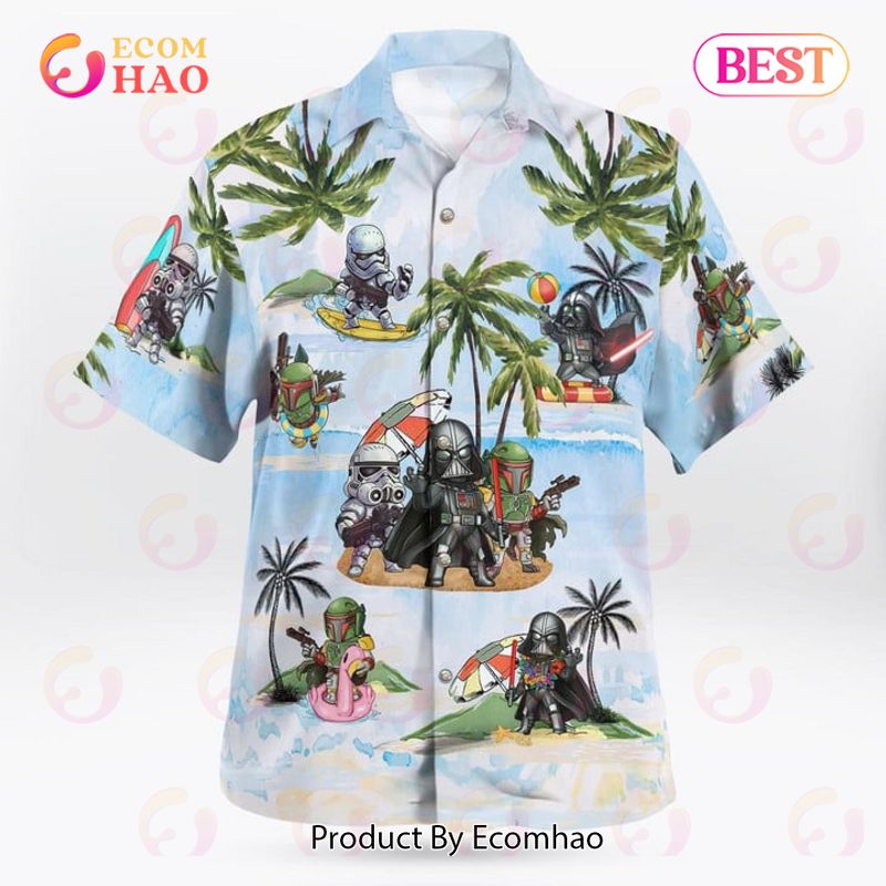 Vader Boba Fett Trooper Summer Time Hawaiian Shirt Light Blue