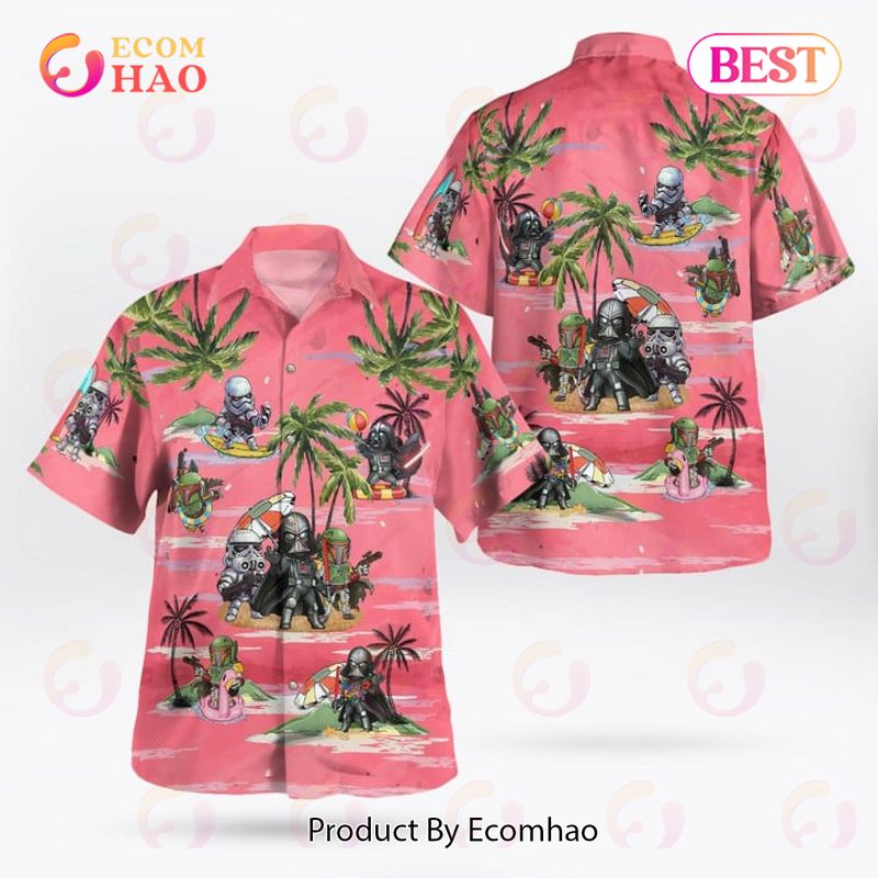 Vader Boba Fett Trooper Summer Time Hawaiian Shirt Pink