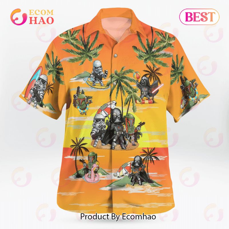 Vader Boba Fett Trooper Summer Time Hawaiian Shirt Sunset Yellow