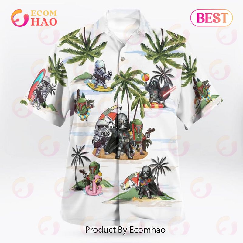 Vader Boba Fett Trooper Summer Time Hawaiian Shirt White