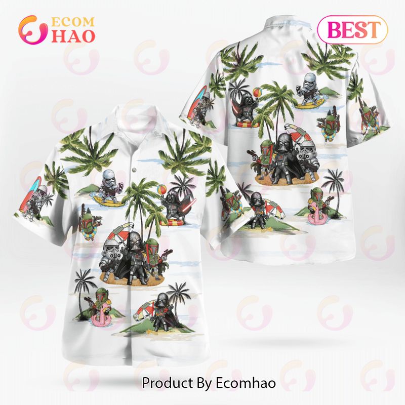 Vader Boba Fett Trooper Summer Time Hawaiian Shirt White