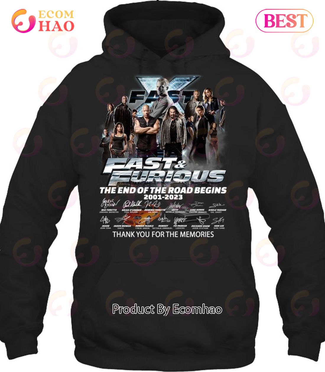 Fast & Furious The End Of The Road Begins 2001 – 2023 Signature Thank You For The Memories T-Shirt