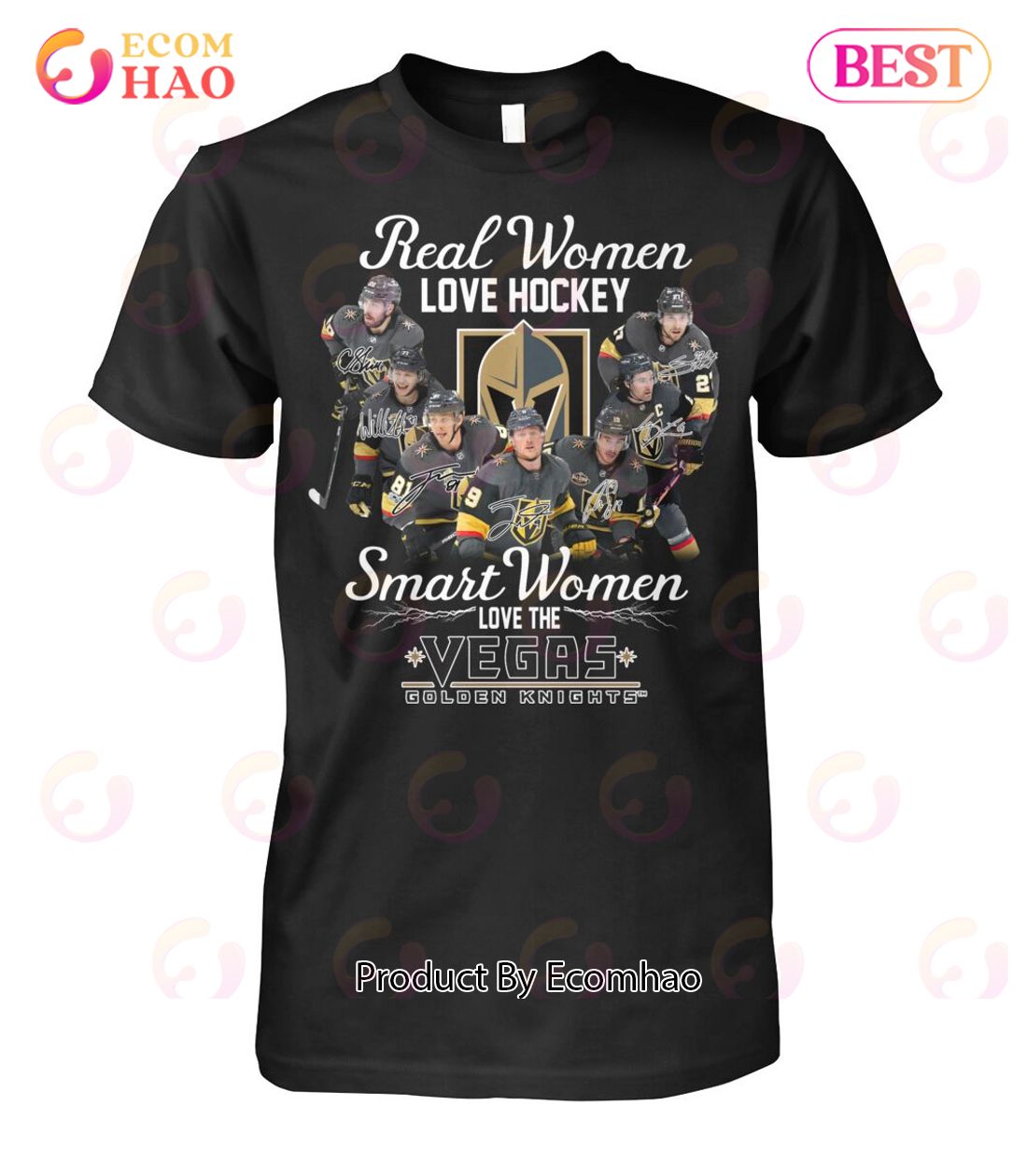 Real Women Love Hockey Smart Women Love The Vegas Golden Knights T-Shirt