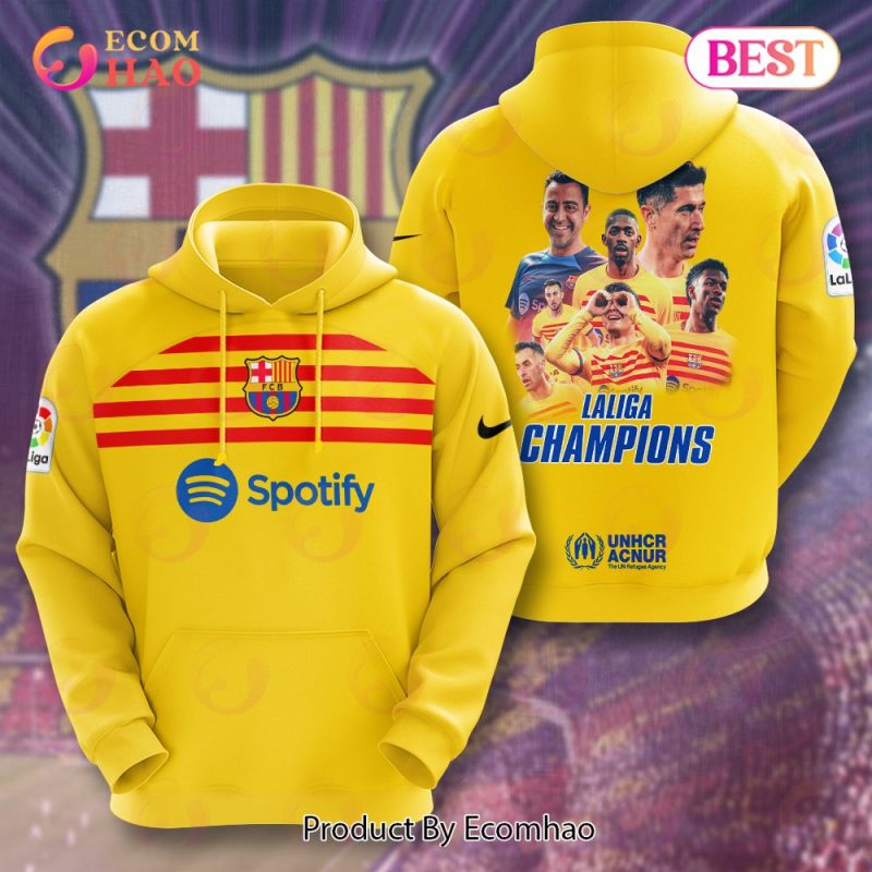 Barcelona Spotify Laliga Champions Yellow 3D Apparels - Ecomhao Store