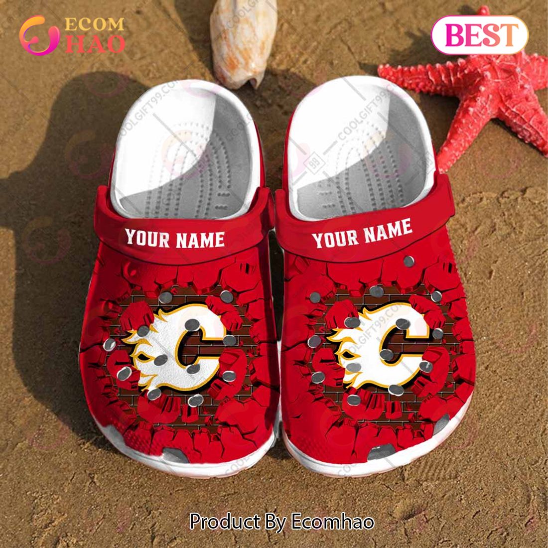 Personalized NHL Calgary Flames Broken Wall Crocs