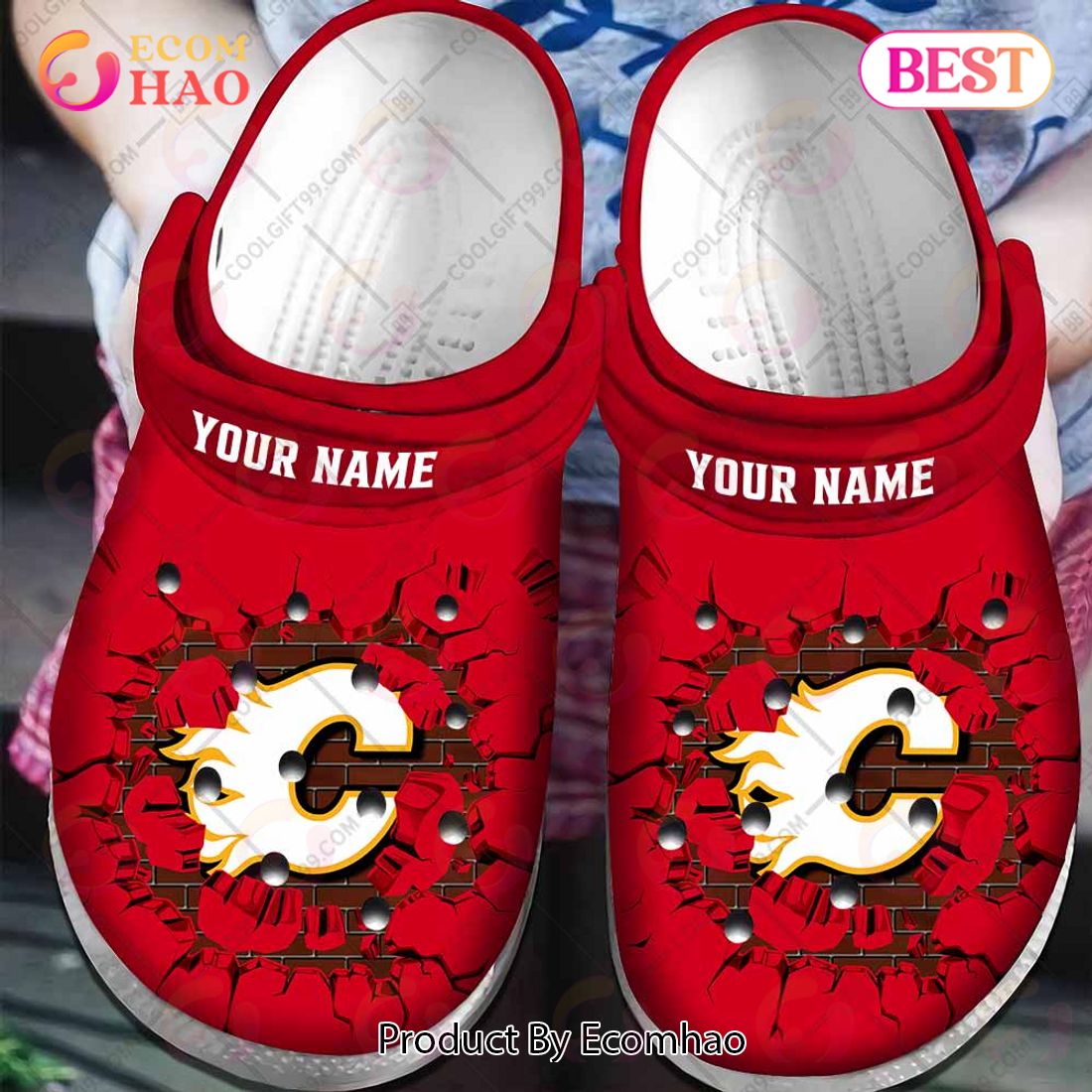 Personalized NHL Calgary Flames Broken Wall Crocs