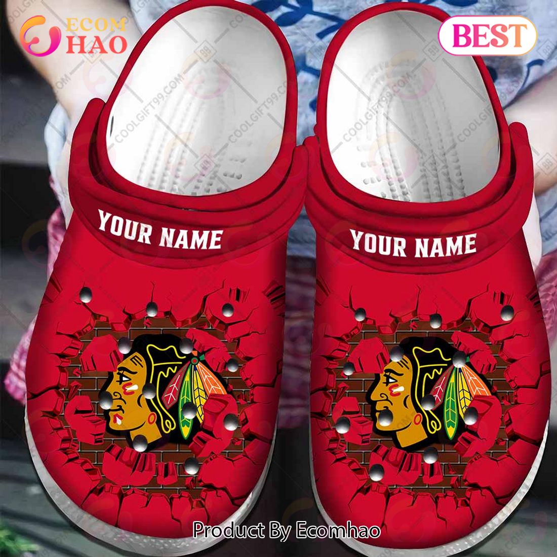 Personalized NHL Chicago Blackhawks Broken Wall Crocs