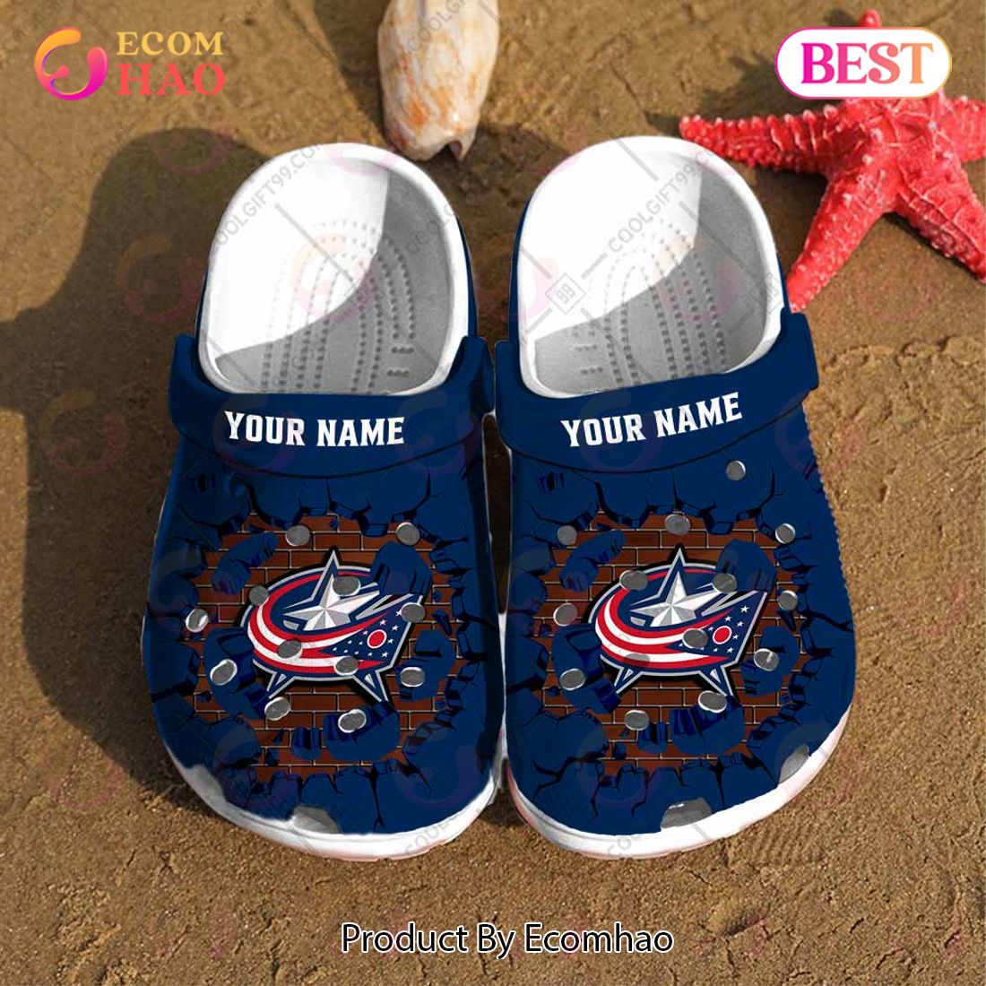 Personalized NHL Columbus Blue Jackets Broken Wall Crocs